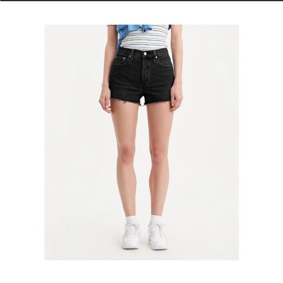 Levi’s Women 501 Original High Rise Jean Shorts - Lunar Black - Picture 1 of 4